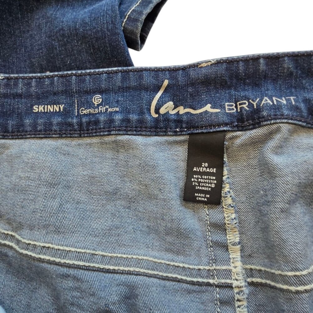 Lane Bryant Genius Fit Skinny Jeans Dark Wash Distressed Plus Size 28 Average - Picture 7 of 14